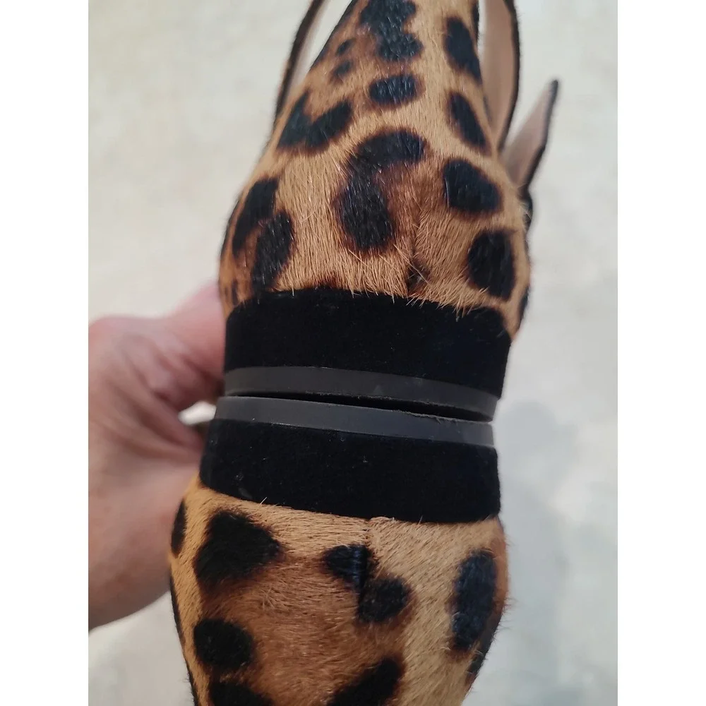 J.Crew Leopard Print Calf Hair Ankle Strap Flat‎ Sandal Women's  SZ 6.5 career
